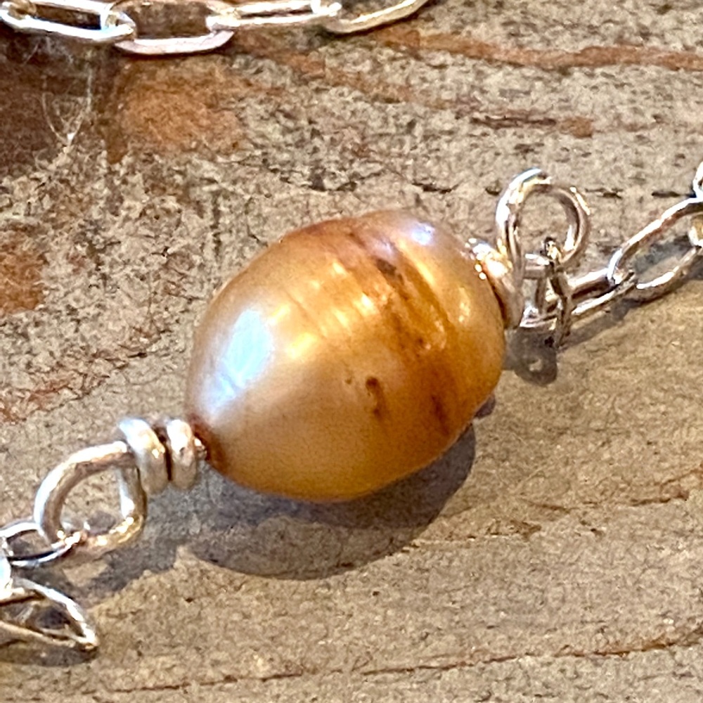 NWT Gold Color Freshwater Pearl and SS Necklace